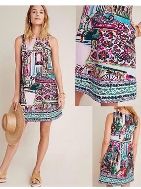 XLP by Anthropologie Amelia vibrant shift dress